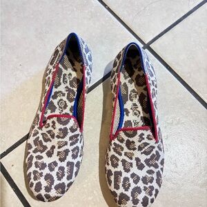 Rothy’s leopard Print Slip-On Shoes with Red Trim size 6